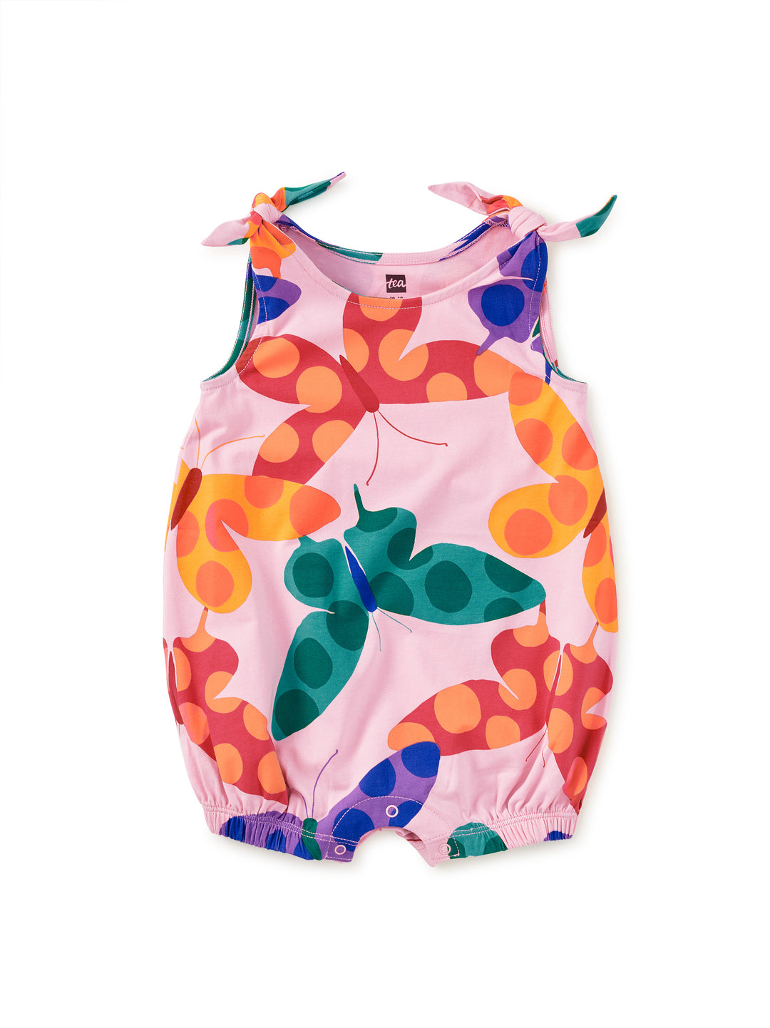 Tie Shoulder Baby Romper Butterfly Spot