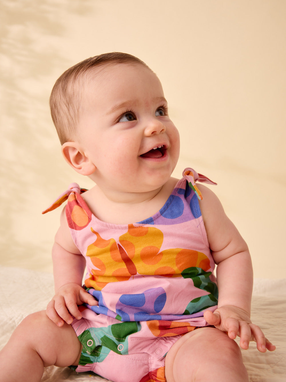 Tie Shoulder Baby Romper Butterfly Spot