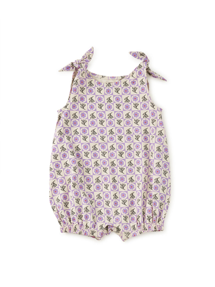Tie Shoulder Baby Romper Tile Floral