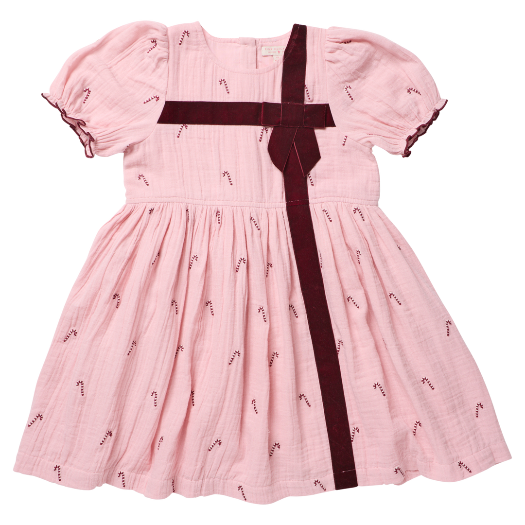 Liliana Dress Pink Velvet Bow