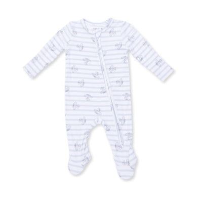 Airplane Stripe 2 Way Zipper Footie
