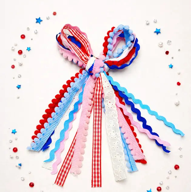 Textured Hair Bow - Heart of America