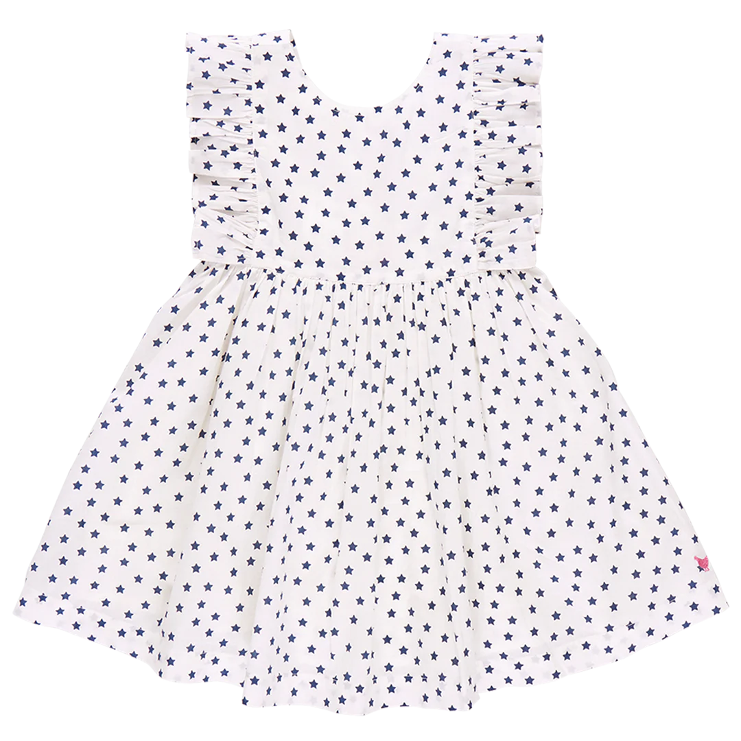 Marceline Dress - Cream Ditsy Stars