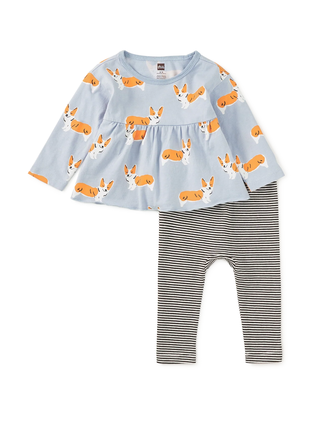 Peplum Two Piece Baby Set Cutie Corgis