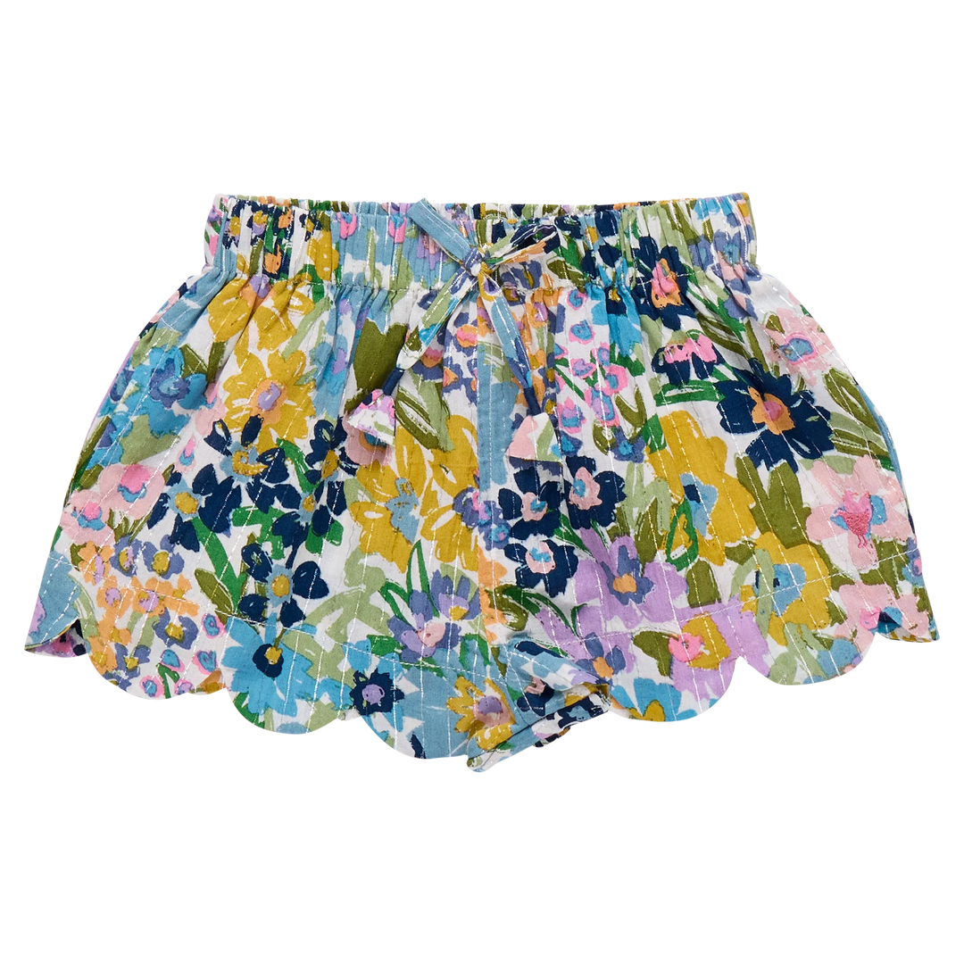 Scallop Short Blue Large Sketched Floral
