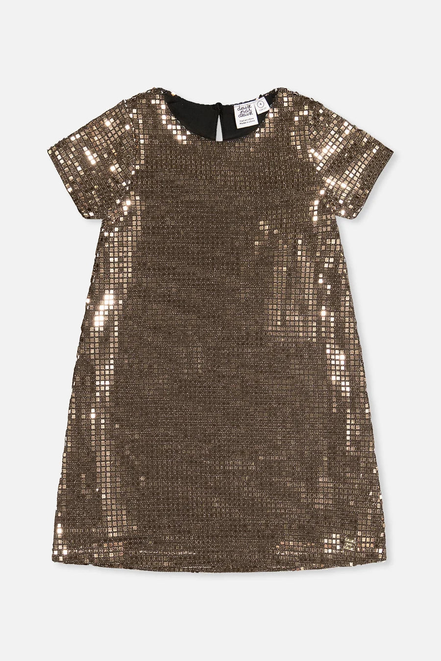 Short Sleeve A Line Dress - Gold