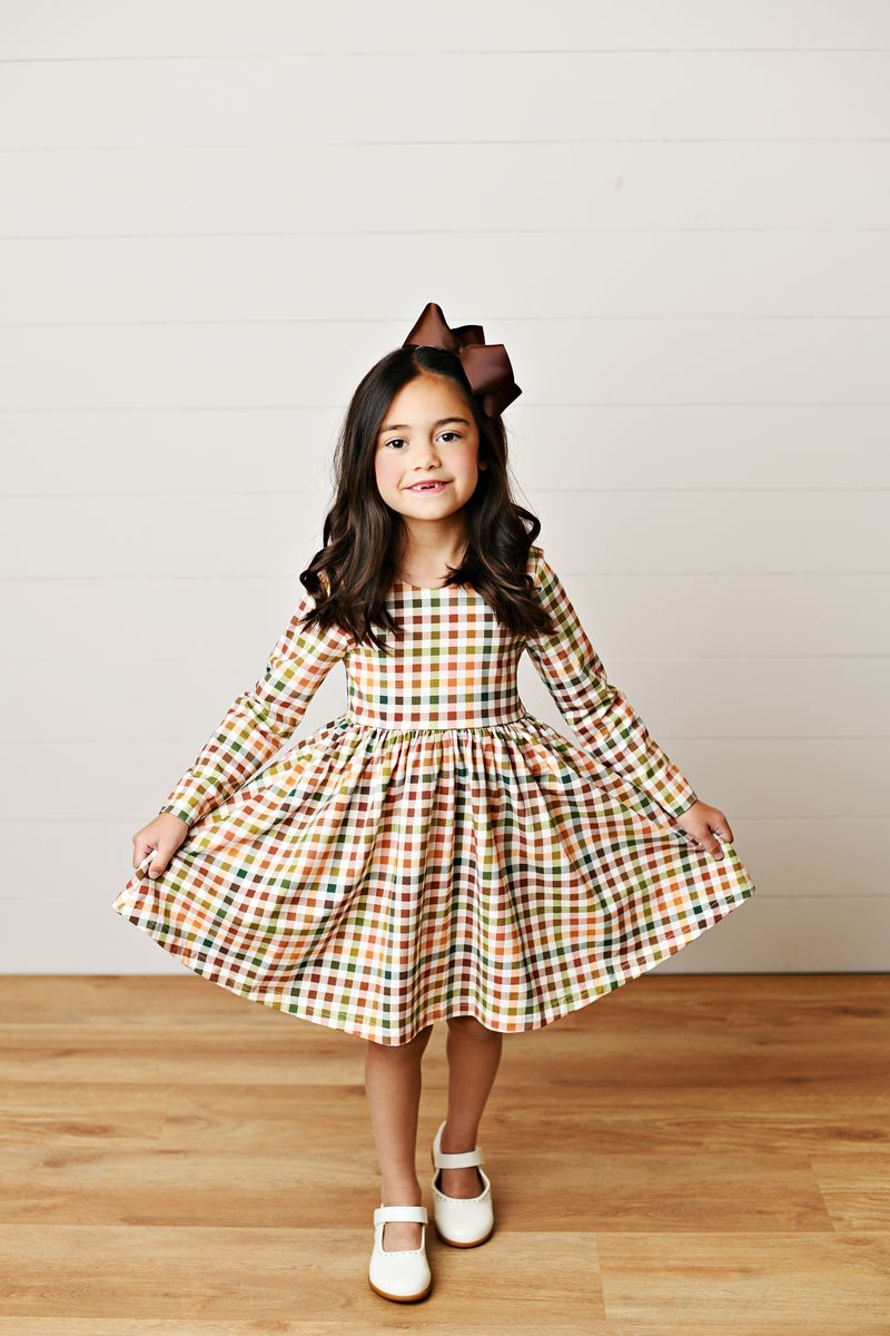 Plaid Button Twirl Dress