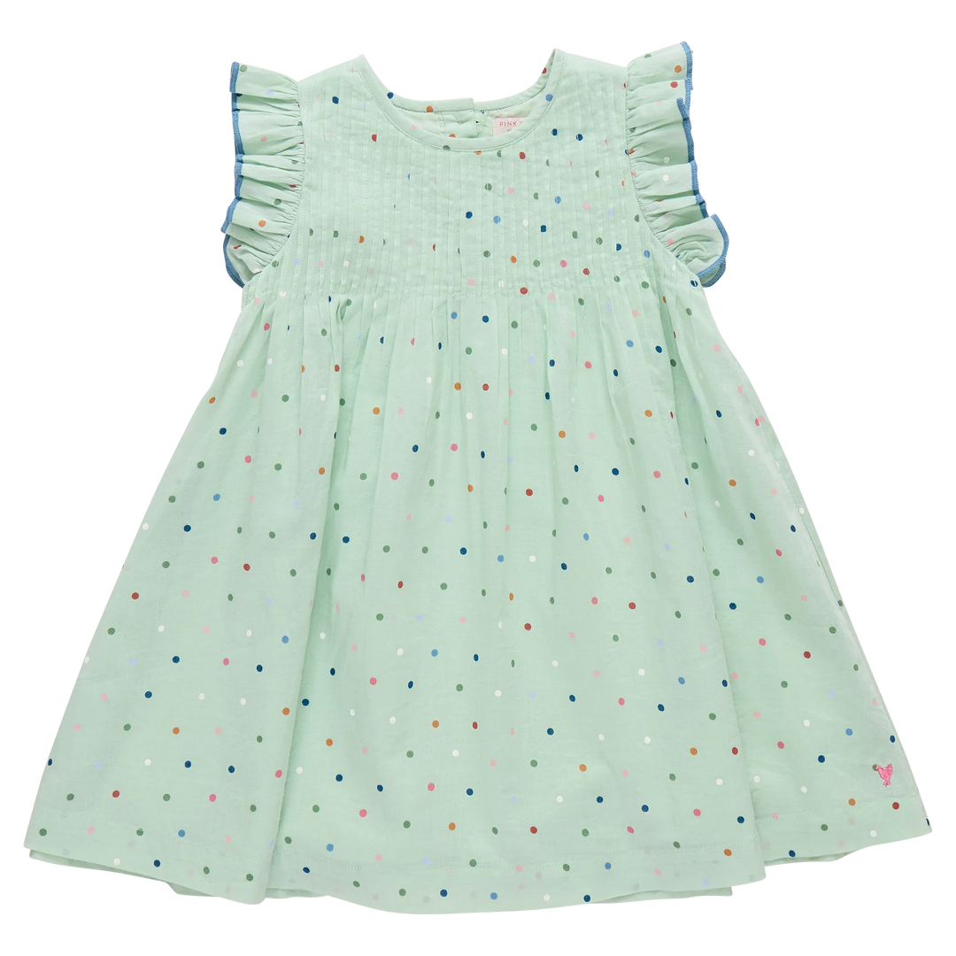 Jaipur Dress Pastel Green Polka Dot