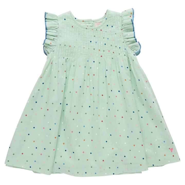 Jaipur Dress Pastel Green Polka Dot