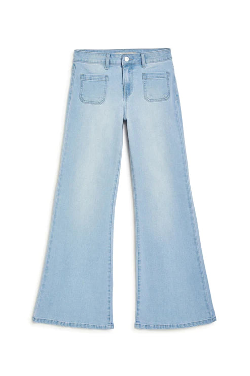 Patch Pocket Wide Flare Jeans