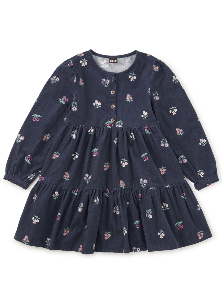 Corduroy Henley Shirtdress - Midnight Posy