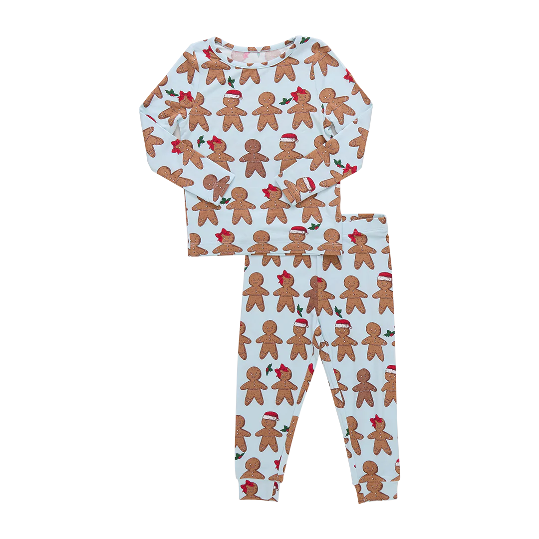 Bamboo Pajama Set Light Blue Gingerbread