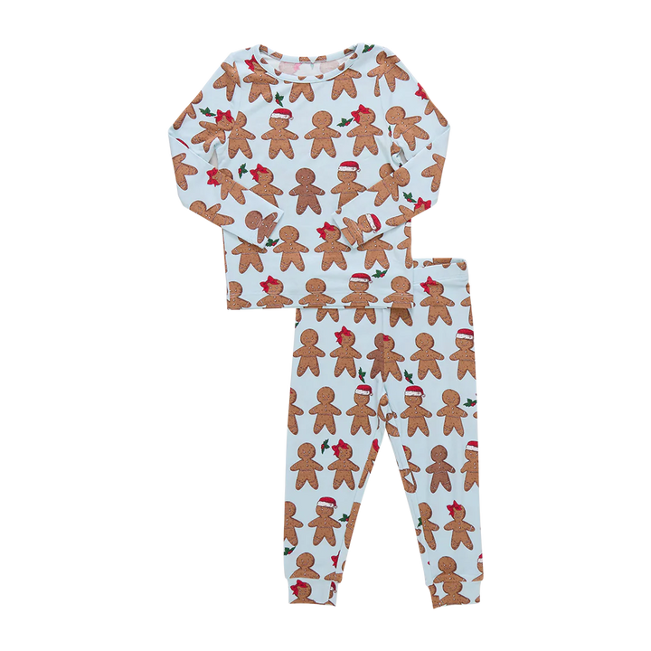 Bamboo Pajama Set Light Blue Gingerbread