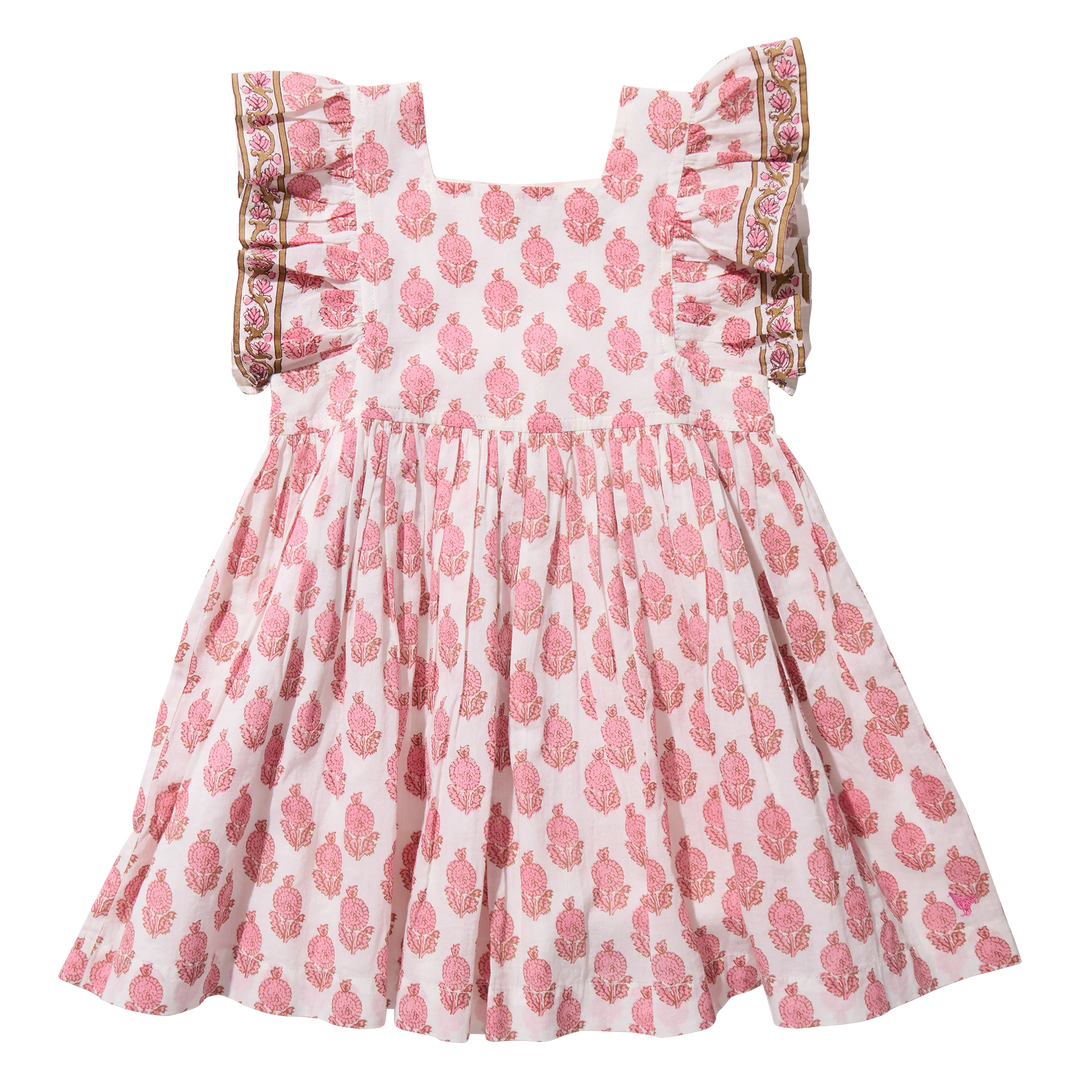 Girls Elsie Dress Pink Dahlia Floral