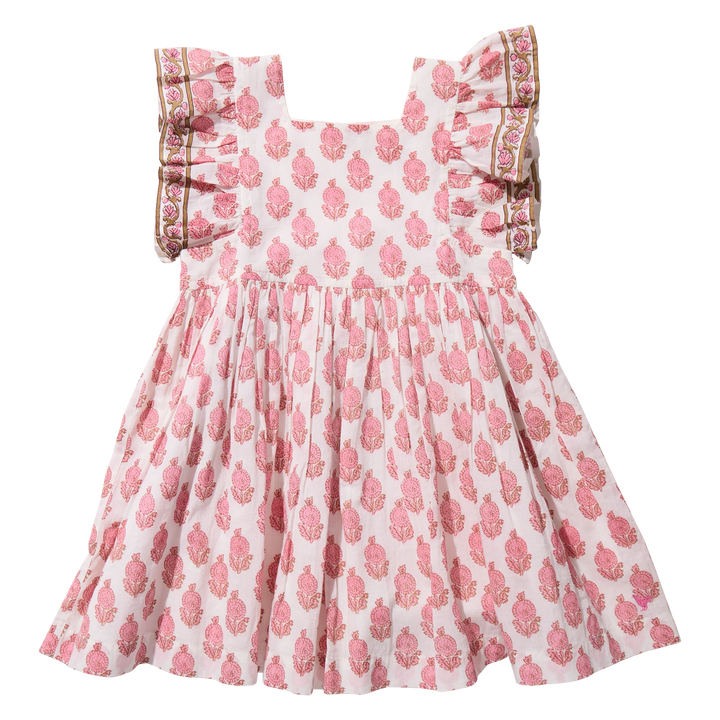 Girls Elsie Dress Pink Dahlia Floral