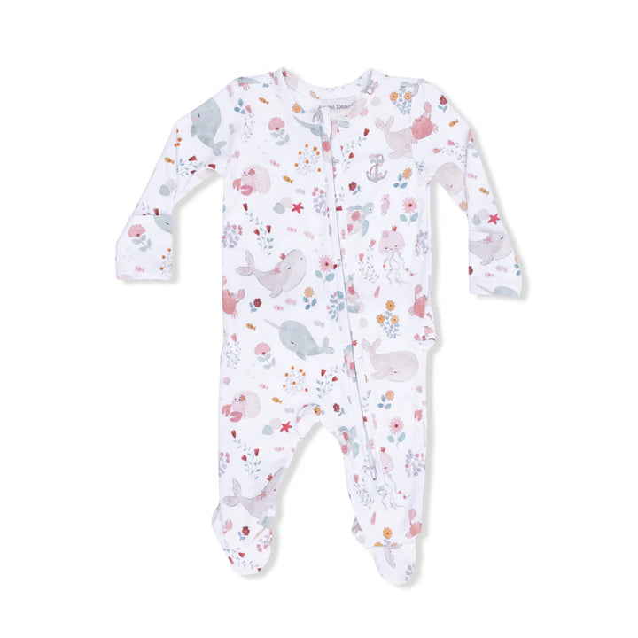Garden Sea Creatures 2 way Ruffle Zipper Footie