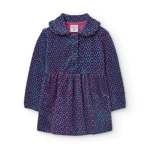 Ribbed Velour Patterned Dress