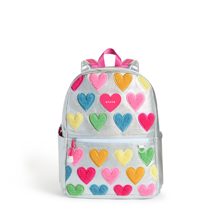 Double Pocket Backpack - Happy Fuzzy Hearts