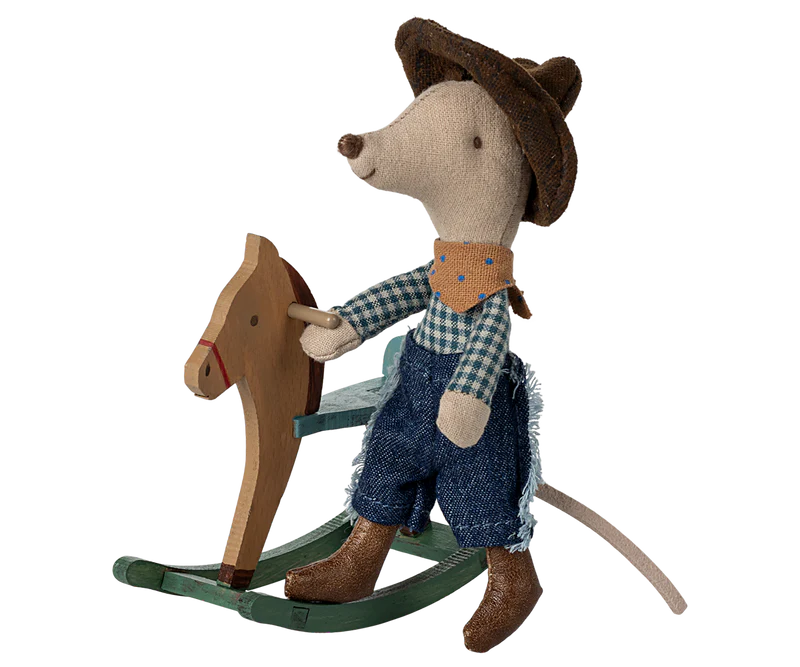 Cowboy Mouse on Rocking Horse Little Brother