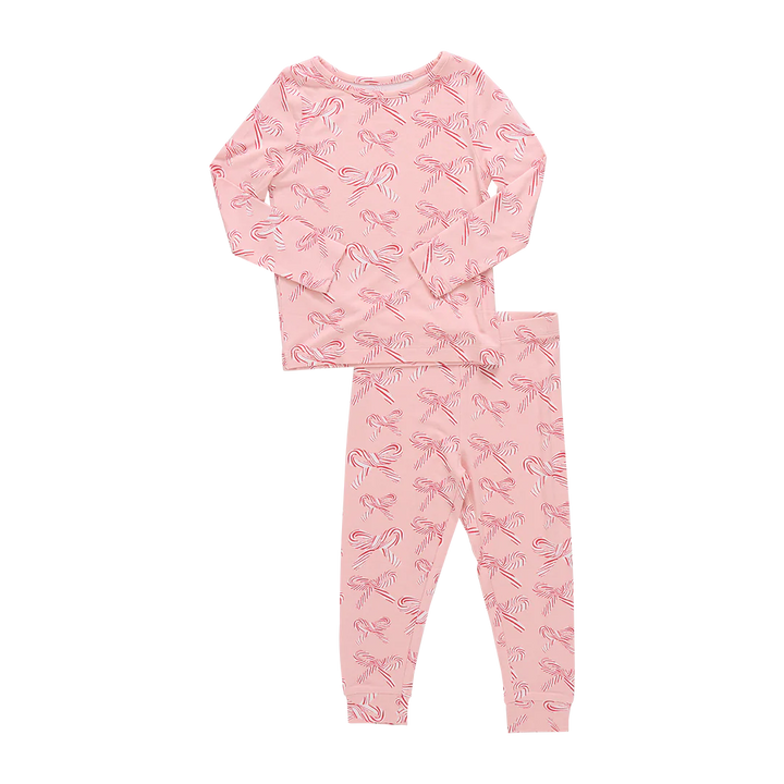 Bamboo Pajama Set Candy Cane Bows
