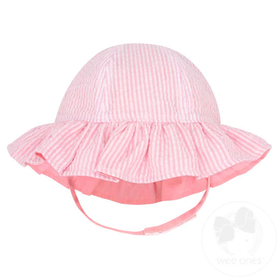 seersucker Ruffle Brim Hat
