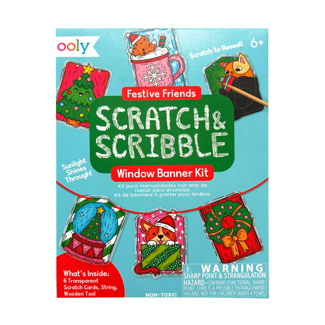 Mini Scratch & Scribble Window Banner Kit Festive Friends