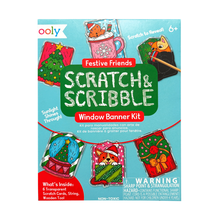 Mini Scratch & Scribble Window Banner Kit Festive Friends