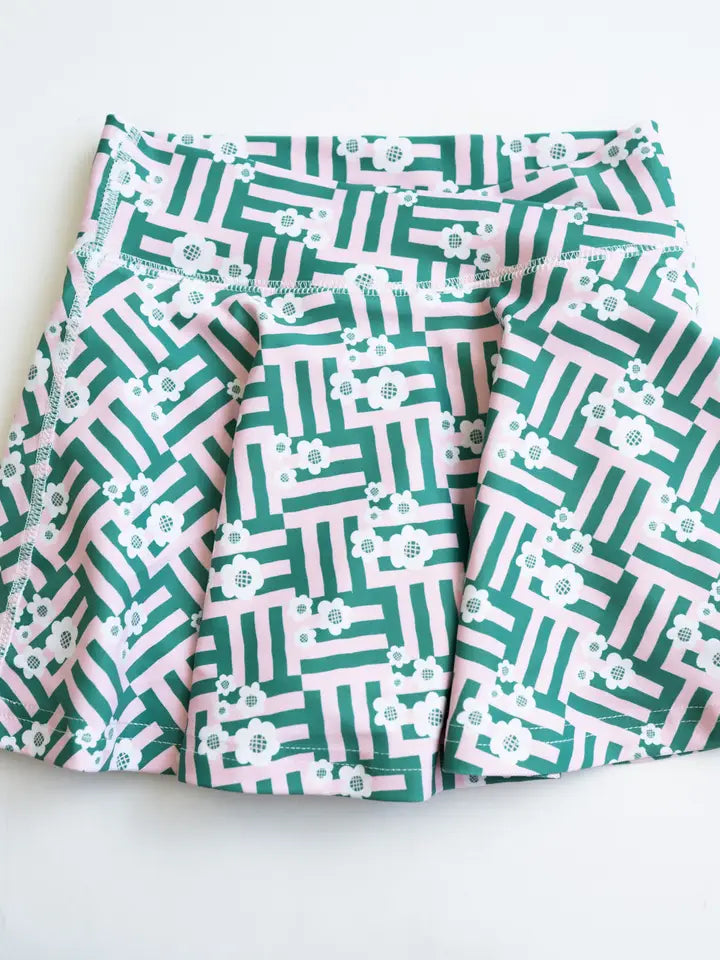 Ashlyn Athletic Skort in Wildflower Grid