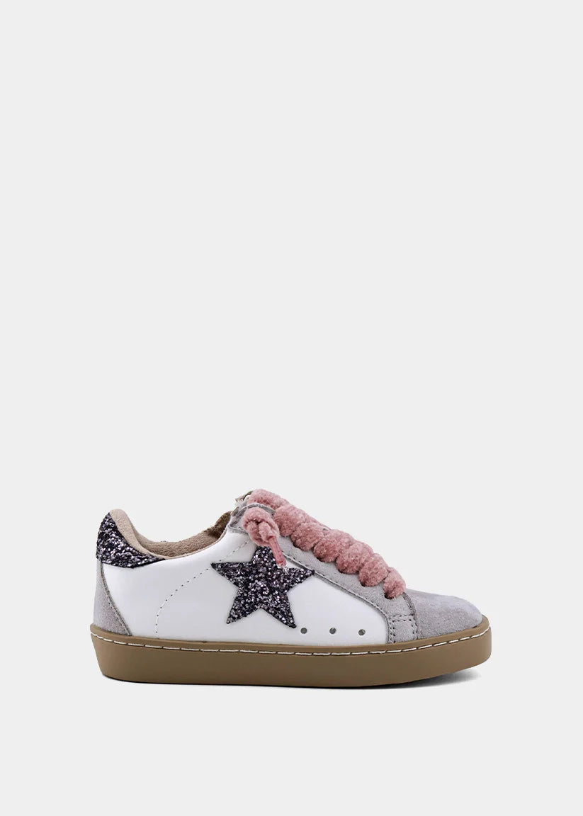 Paula Mini Pewter Glitter Sneaker – Sprout Boutique