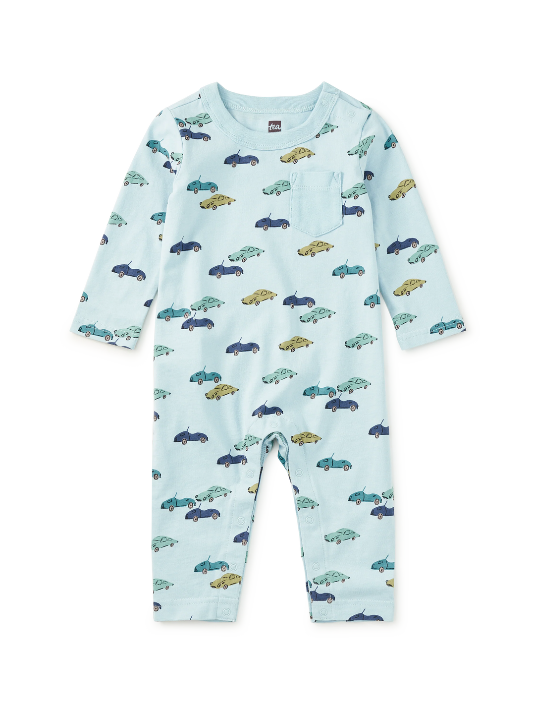 Long Sleeve Pocket Romper -  Mini Cars