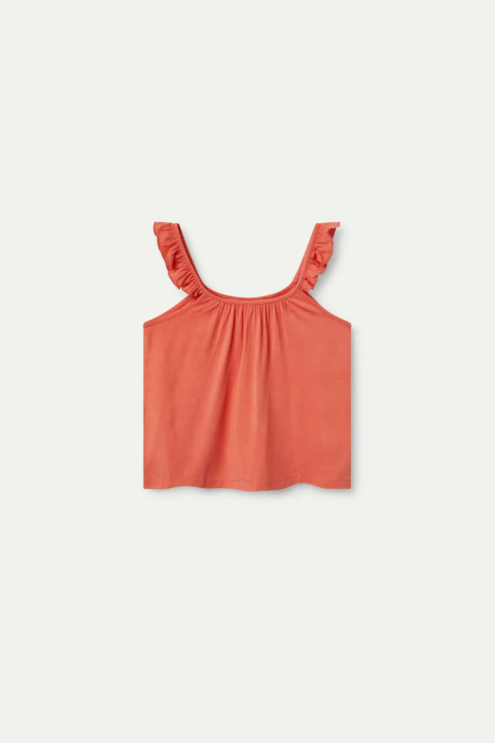 Ruffled Strap Bamboo Jersey Tank