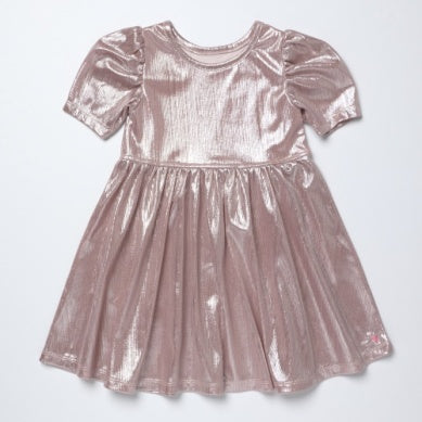 Lamé Laurie Dress – Glitter Pink