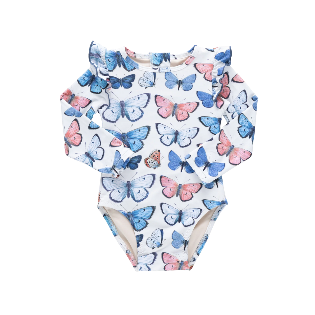 Baby Girl Rachel Suit Vintage Blue Butterflies