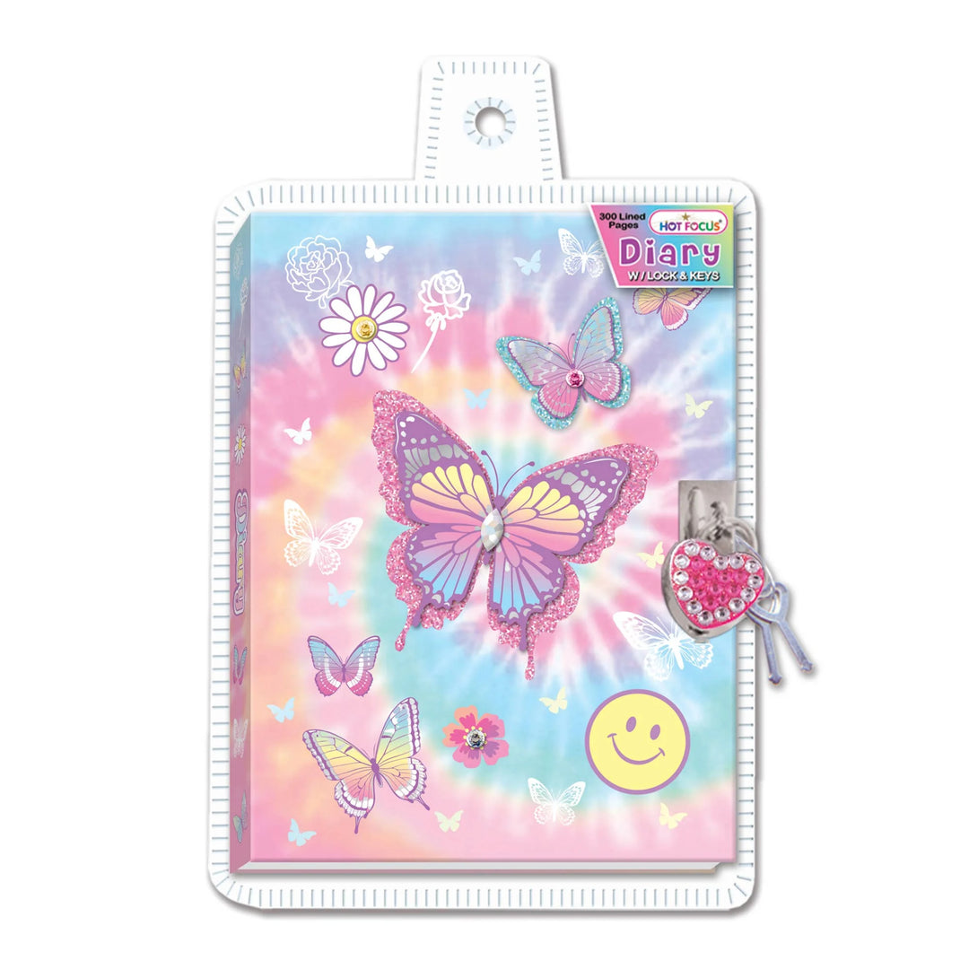 Tie Die Butterfly Diary with Lock and Key