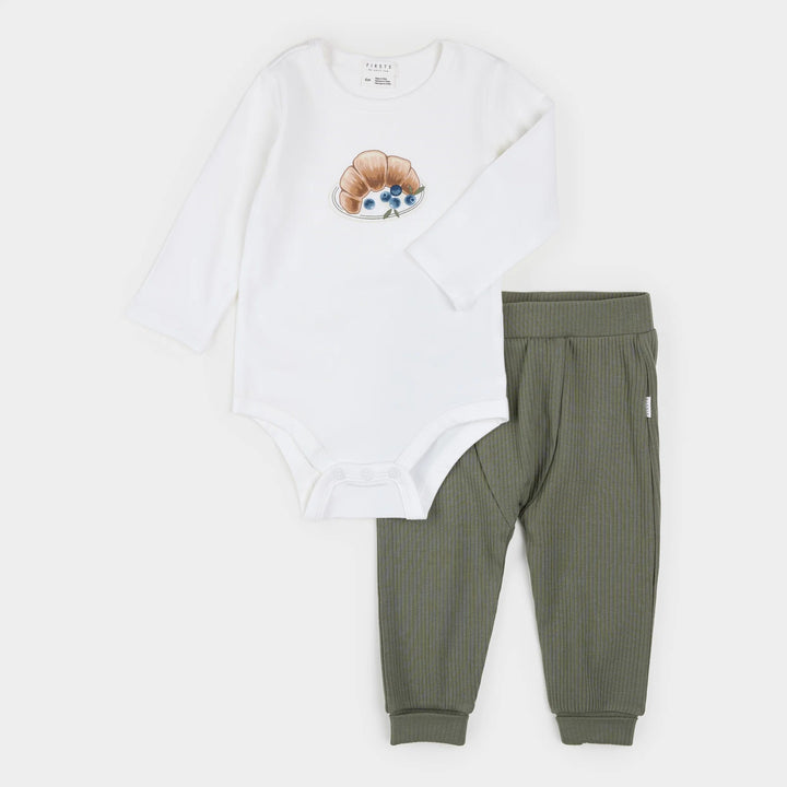 Croissant Print 2pc LunaKnit Bodysuit Set