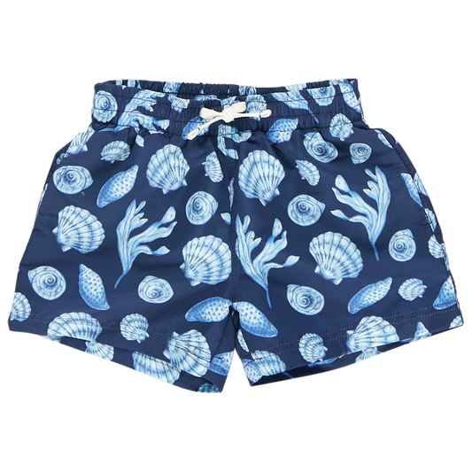 Boys Swim Trunk - Blue Sea Shells
