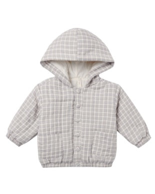 Hooded Woven Jacket | Blue Gingham