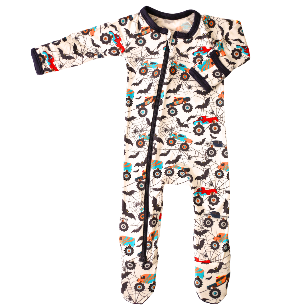 Halloween Monster Trucks Footie