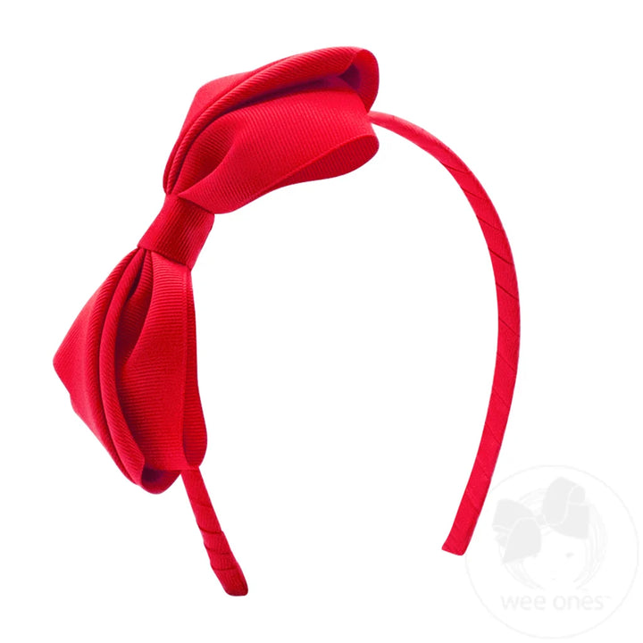 Mini King Pleated Grosgrain Hair Bow Headband