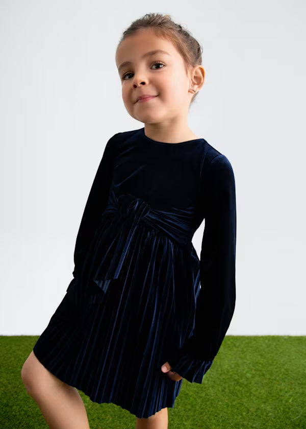Pleated Velvet Dress