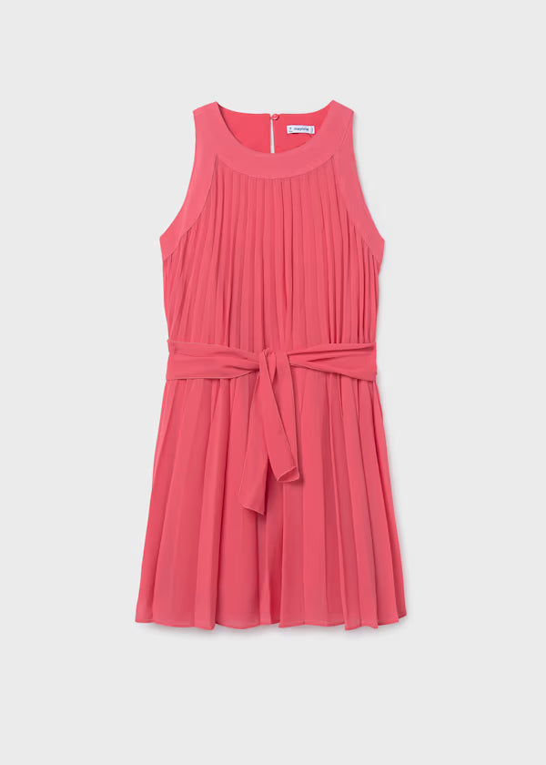 Pleated Coral Dress