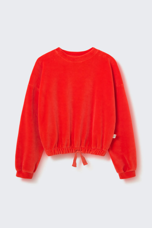 Spicy Orange Velour Knit Sweatshirt
