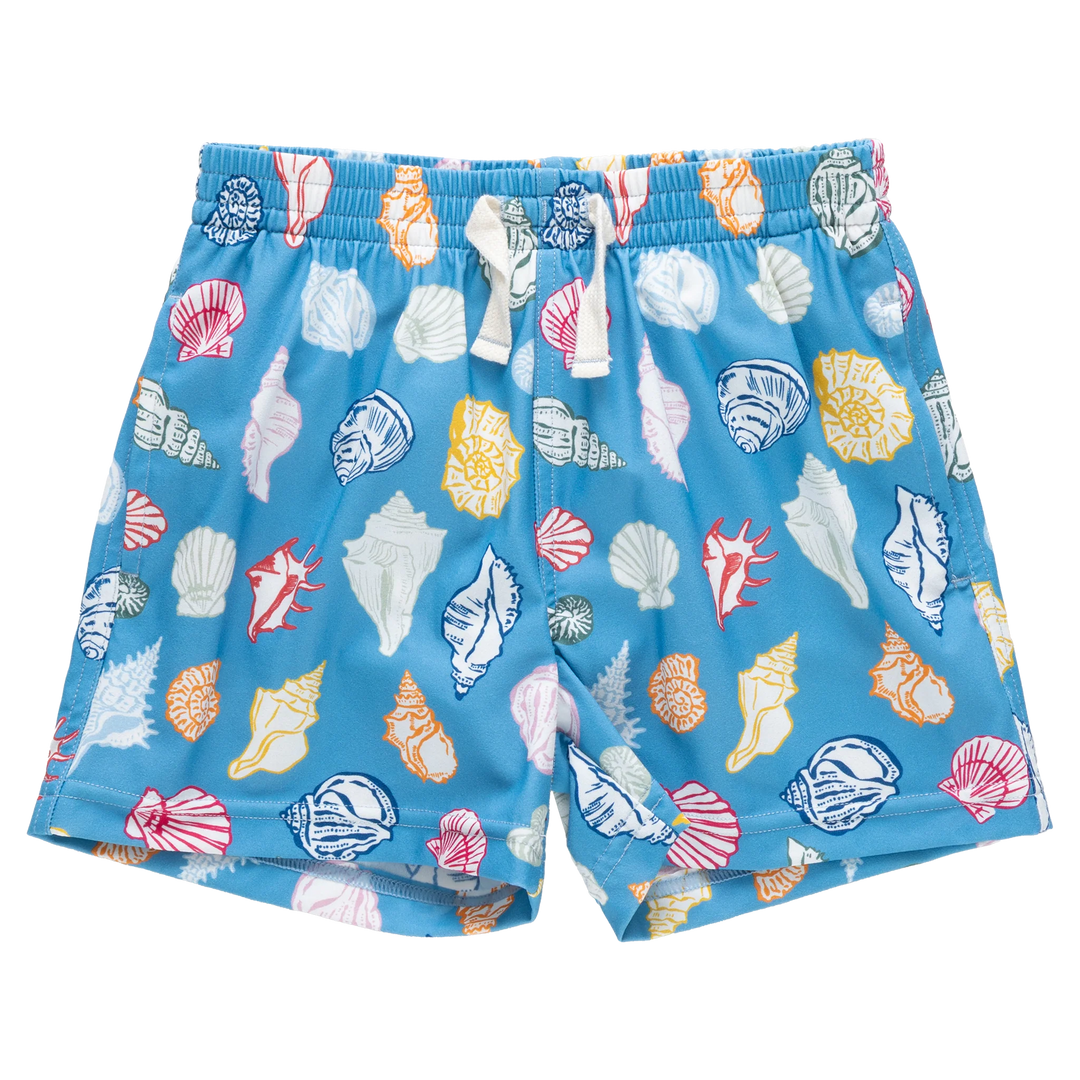 Boys Swim Trunk Blue Seashells