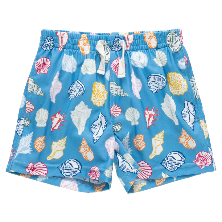 Boys Swim Trunk Blue Seashells