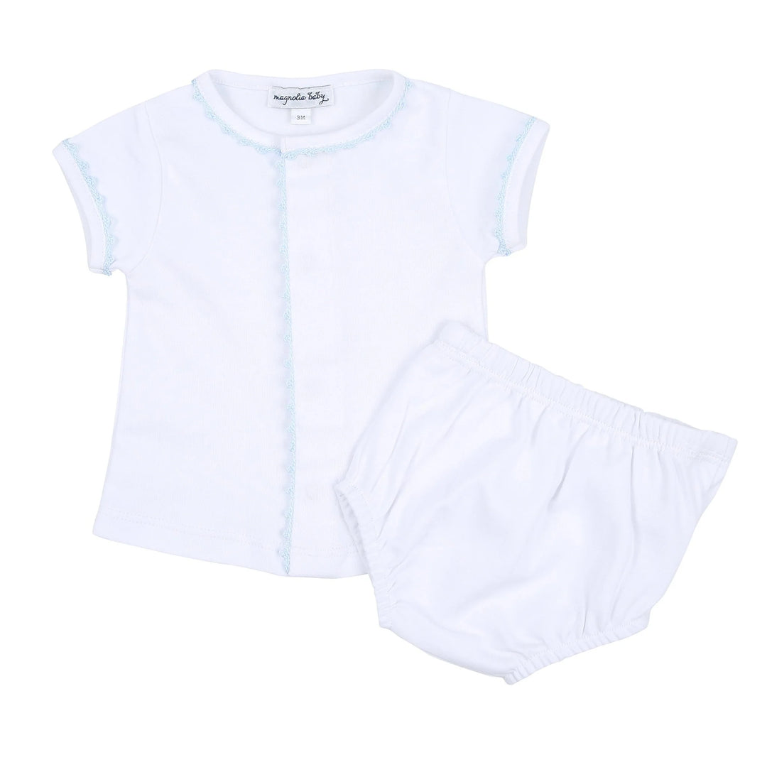 Joy Diaper Cover Set with Blue Crochet Trim