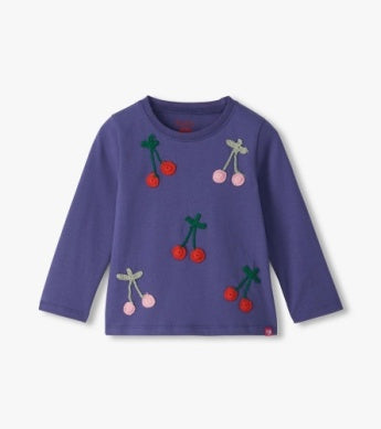 Skipper Blue Cherries Gathered Back Tee