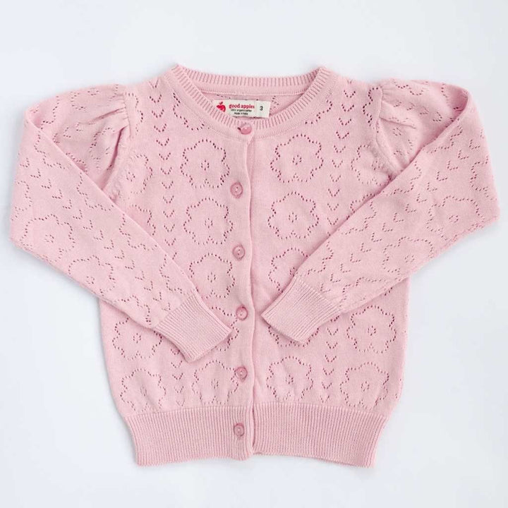 Pointelle Light Pink Floral Cardigan