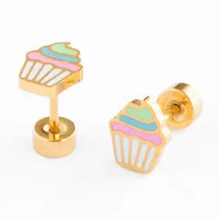 Rainbow Cupcake Stud Earrings