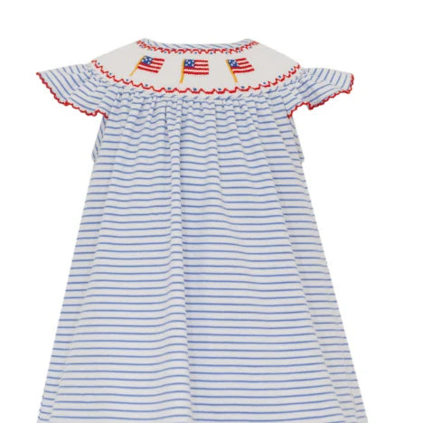 Flag Smocked Angel Wing Bishop Dress