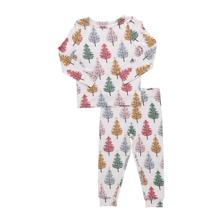 Bamboo Pajama Set Multi Christmas Trees